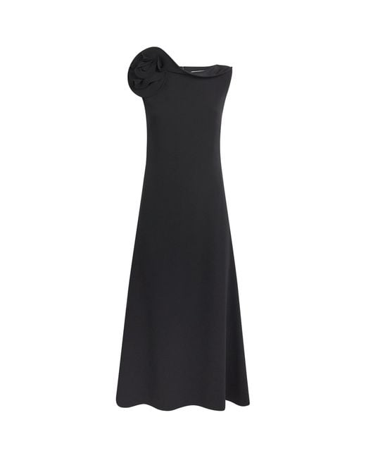 Roland Mouret Black Rose Appliqué Sleeveless Midi Dress