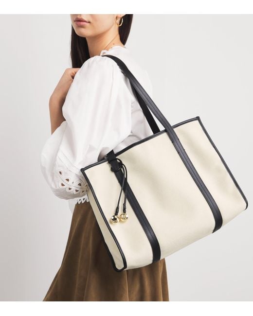 Sandro White Cotton Canvas Tote Bag