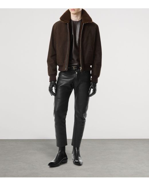 Tom Ford Brown Suede Bomber Jacket for men