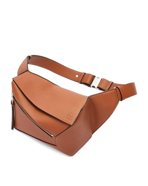 Loewe Brown Small Leather Puzzle Edge Belt Bag for men