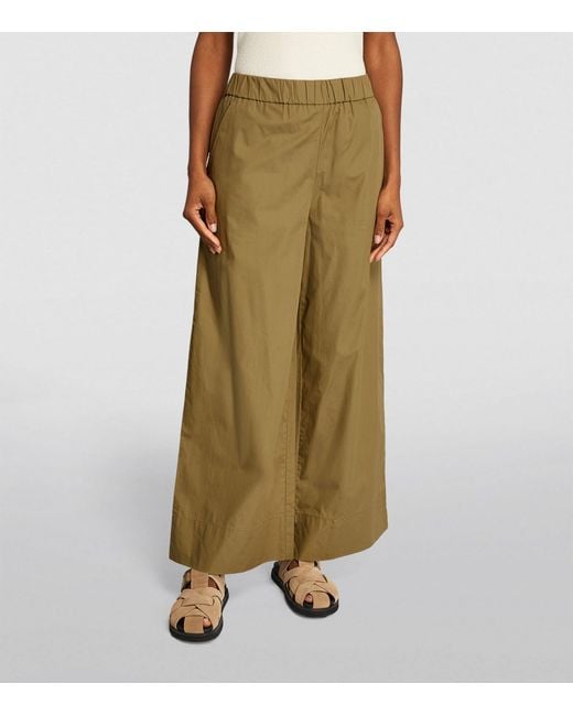 MAX&Co. Green Cotton Wide-leg Trousers