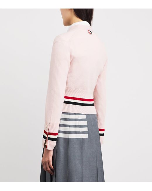 Thom Browne Pink Cashmere V-Neck Cardigan