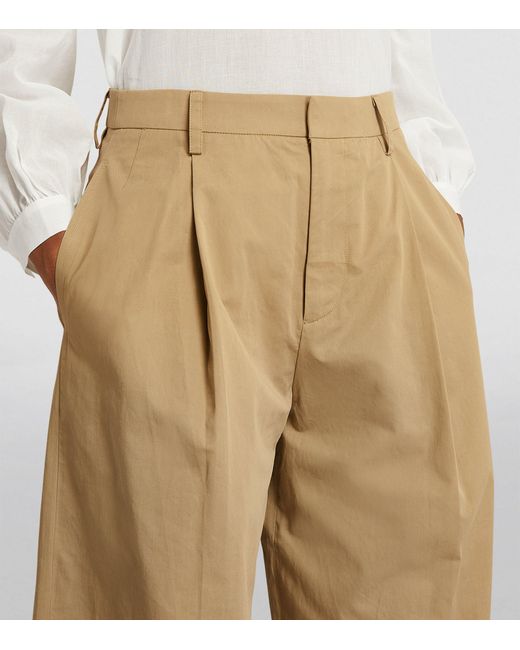 FRAME Natural Pleated Wide-leg Trousers