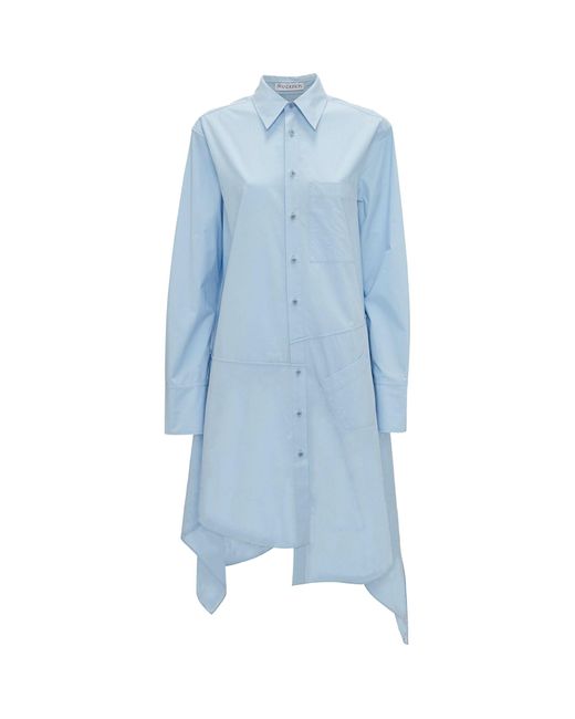 J.W. Anderson Blue Asymmetric Midi Shirt Dress