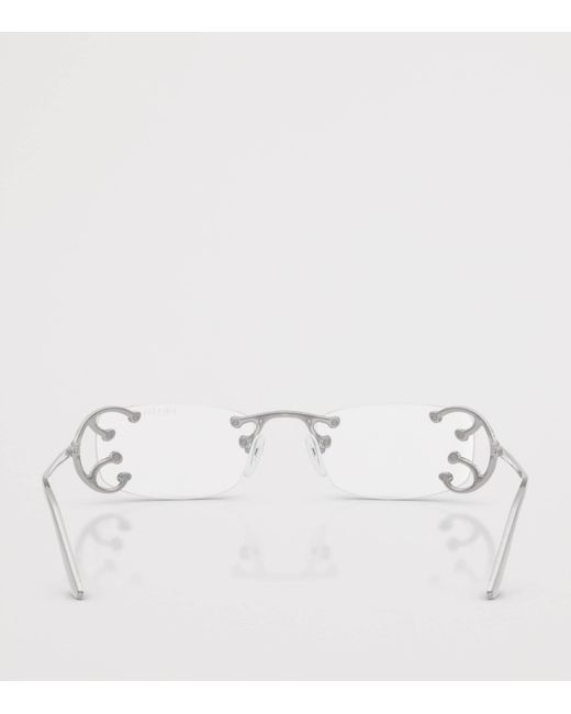 Prada White Metal Rectangular Sunglasses