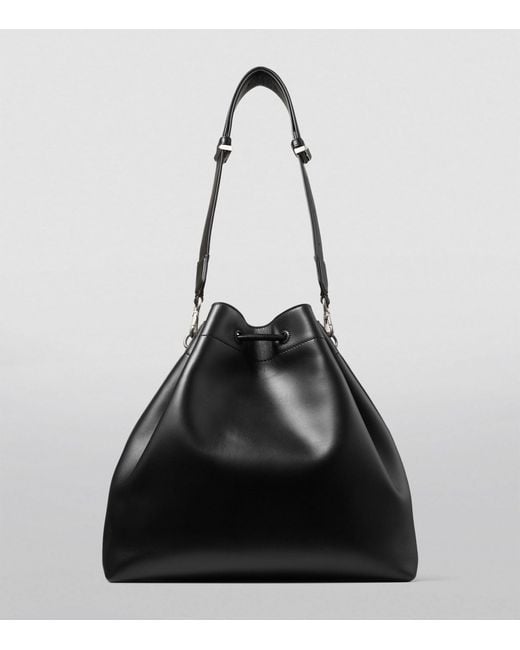 Jimmy Choo Black Large Leather Cinch Bucket Bag