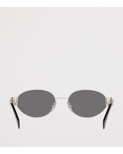 Céline Gray Metal Triomphe Oval Sunglasses