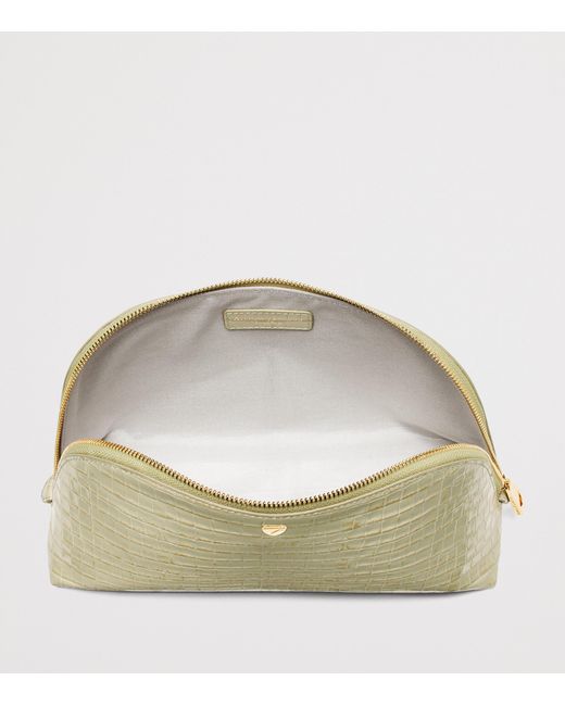 Aspinal Natural Croc-Embossed Leather Classic Wash Bag