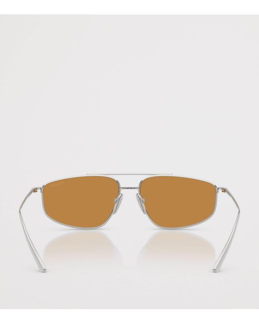 Prada Natural Metal Rectangular Sunglasses