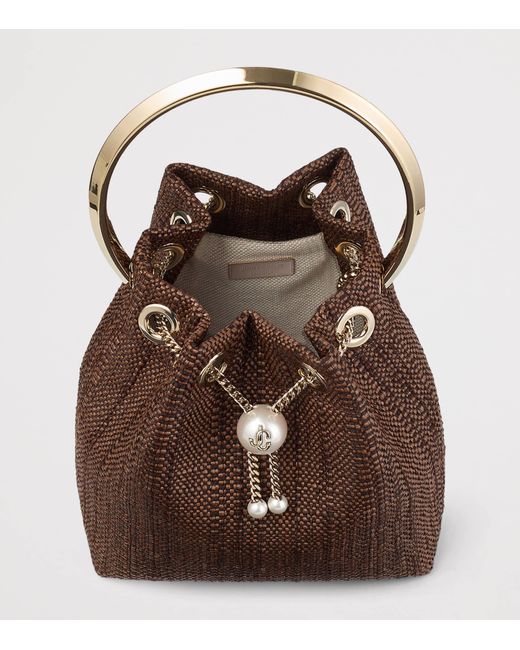 Jimmy Choo Brown Bon Bon Woven Top-Handle Bag