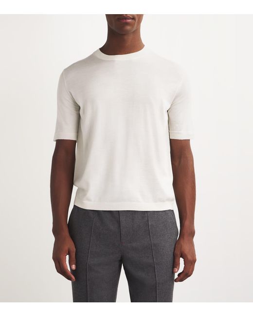 Isaia White Wool-Blend T-Shirt for men