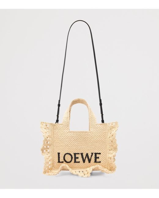 Loewe Natural X Paula's Ibiza Raffia Font Tote Bag