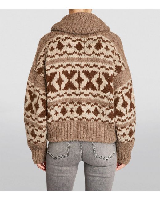 FRAME Brown Fair Isle Zip-up Sweater