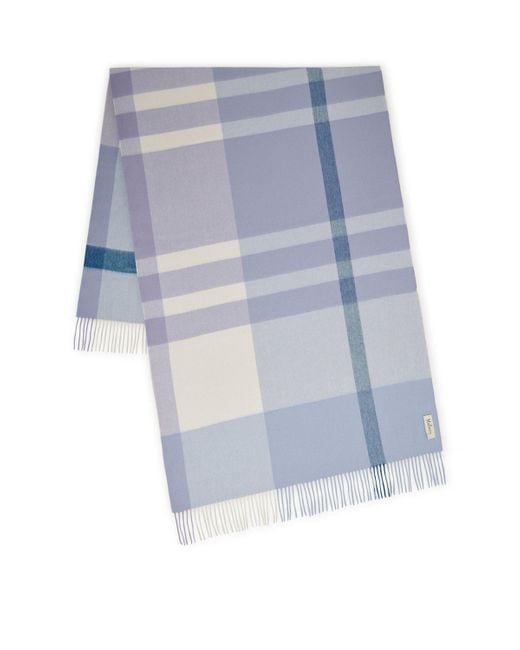 Mulberry Blue Large Merino Wool Check Scarf