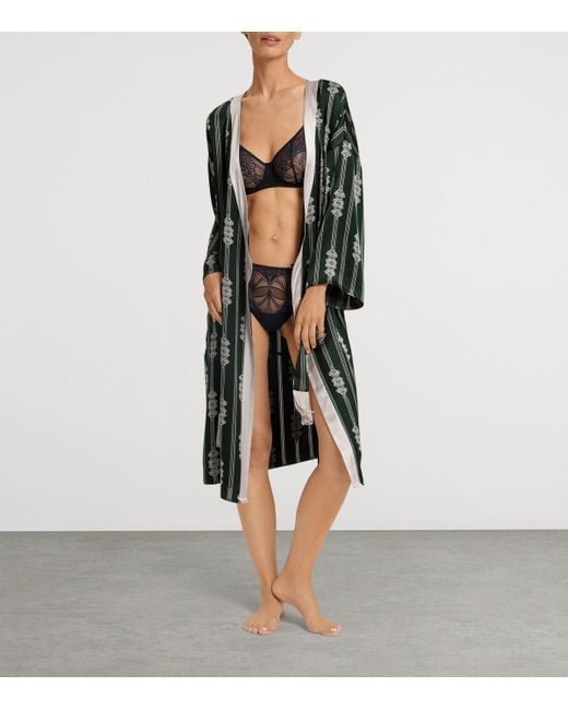 Hanro Black Stripe Indra Robe