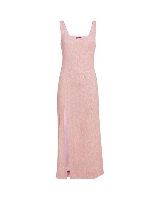 Staud Pink Beaded Le Sable Midi Dress