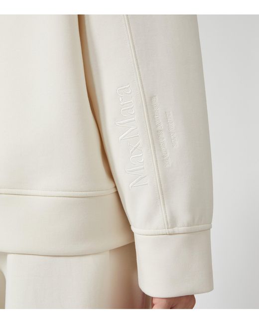 Max Mara White Hooded V-Neck Sweatshirt