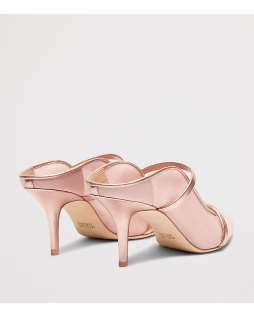 Malone Souliers Pink Organza And Leather Maureen Heeled Mules 70