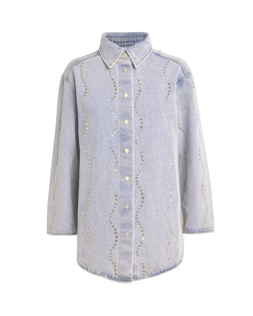 Sandro Blue Embellished Denim Shirt