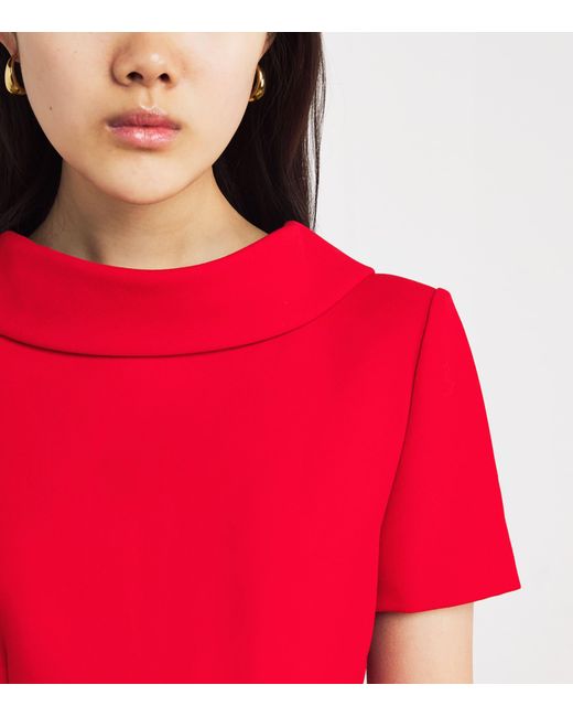 Roland Mouret Red Crepe Boat-Neck Maxi Dress