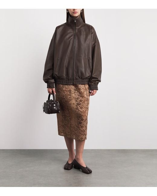 Acne Brown Leather Bomber Jacket