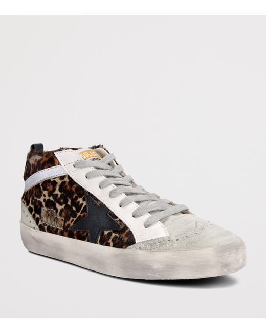 Golden Goose Deluxe Brand White Calf Hair Mid Star Sneakers