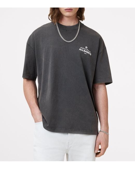 AllSaints Gray Organic Cotton Soleil T-Shirt for men