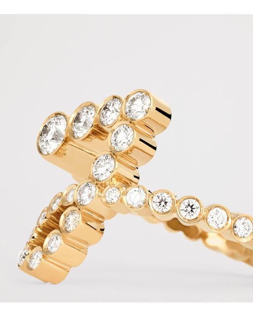 Sophie Bille Brahe Metallic And Diamond Ensemble 'J' Ring