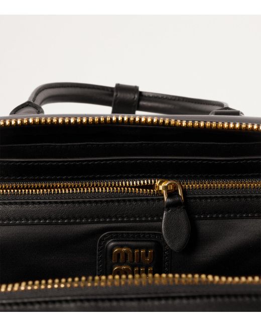 Miu Miu Black Leather Arcadie Top-Handle Bag
