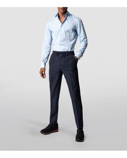 Isaia Blue Cotton Dress Shirt for men