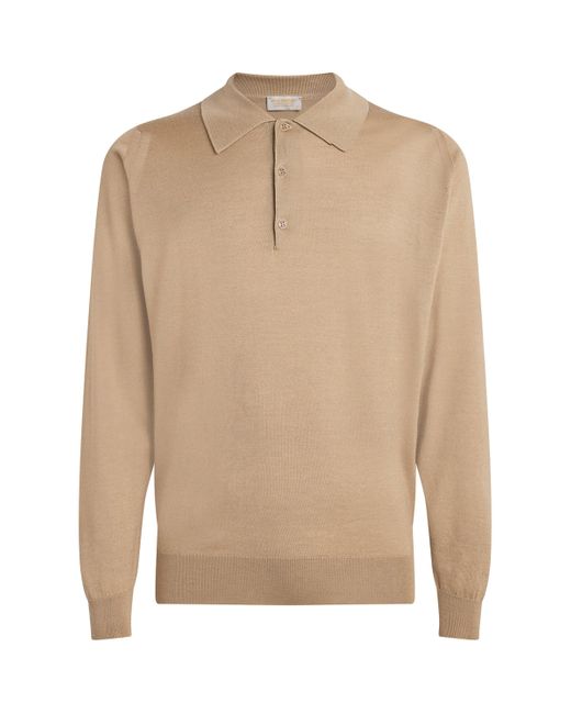 John Smedley Natural Cashmere-Silk Toby Polo Shirt for men