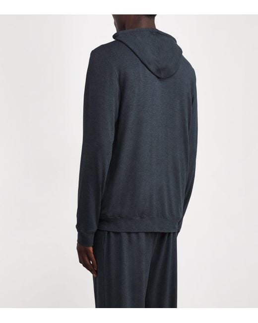 Derek Rose Blue Micromodal Zipped Hoodie for men
