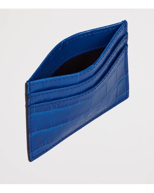 Smythson Blue Leather Mara Flat Card Holder