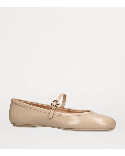 Gianvito Rossi Natural Patent Leather Carla Ballet Flats