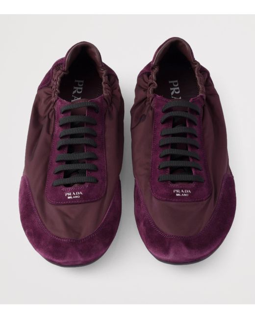 Prada Purple Re-Nylon And Suede Collapse Sneakers for men