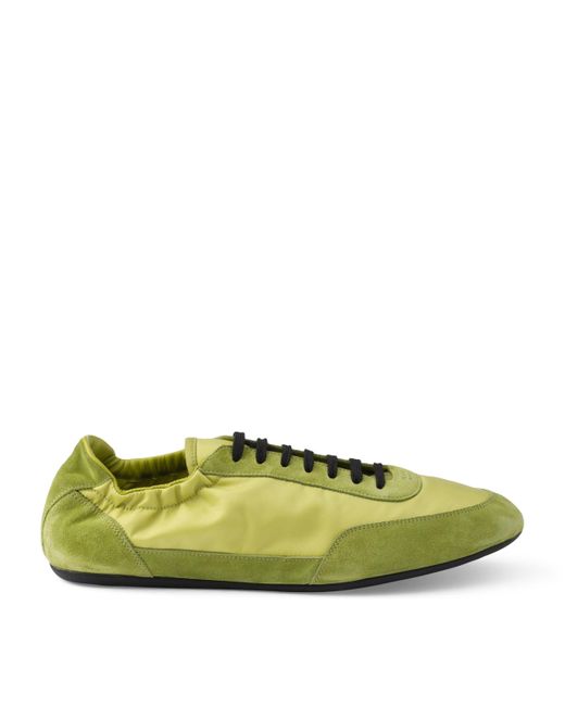 Prada Green Re-Nylon And Suede Collapse Sneakers for men