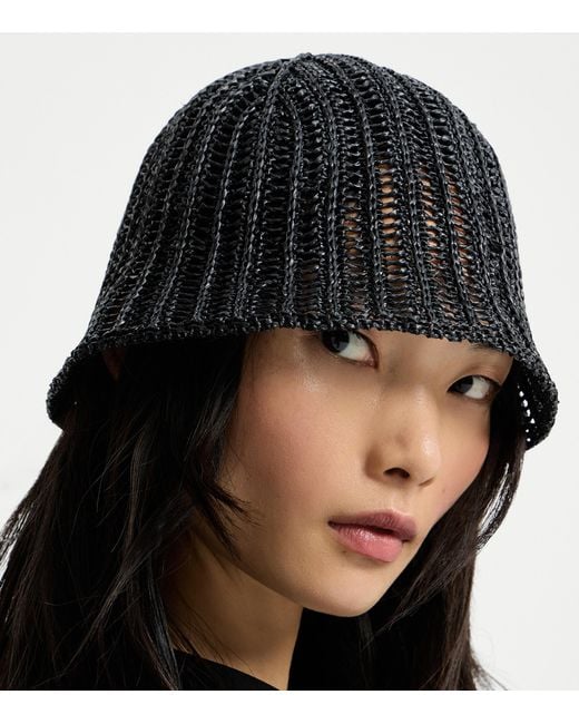 Brunello Cucinelli Black Woven Bucket Hat