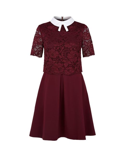 Ted Baker Red Dixxy Lace Bodice Double Layer Dress