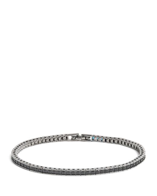 Tateossian White Sterling And Nano Stones Quadro Tennis Bracelet for men