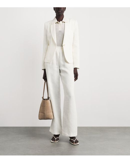 Eleventy White Linen Single-Breasted Blazer