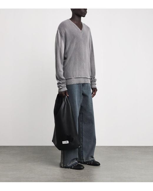 MM6 by Maison Margiela Black Medium Archive Tape Tote Bag for men