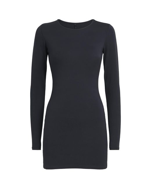 Skims Black Smooth Layers Crew-Neck Mini Dress