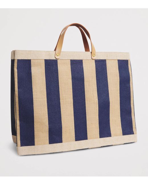 Harrods Blue Large Canvas Stripe Knightsbridge Shopper Bag