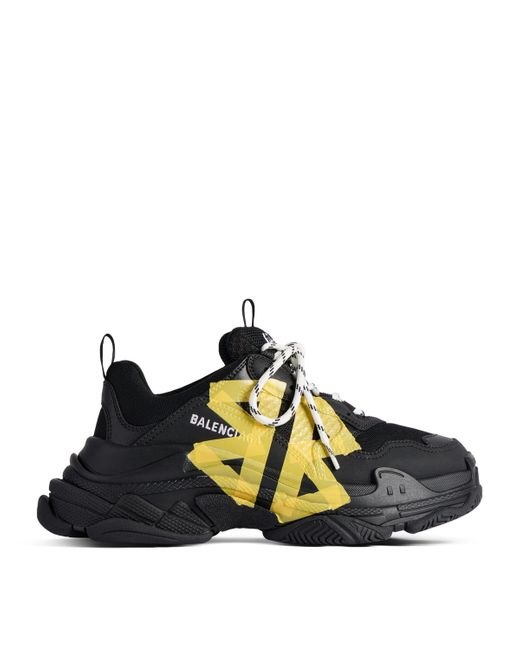 Balenciaga Black Triple S Tape Logo Sneakers for men