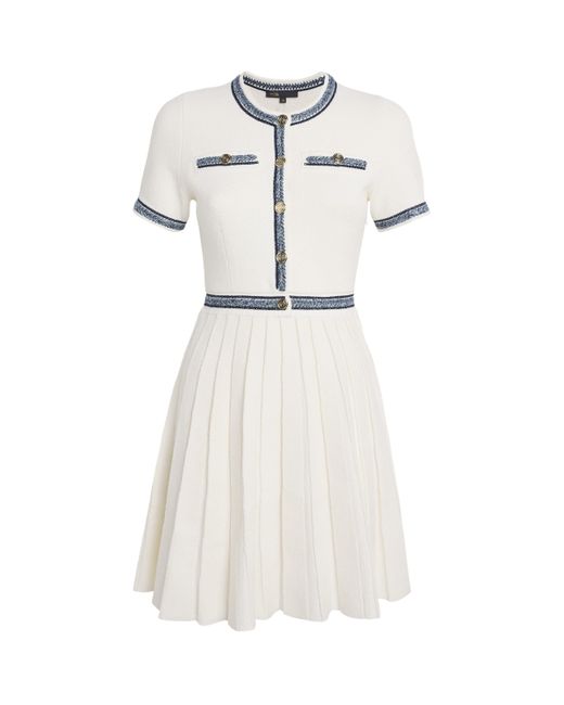 Maje White Terry Braid-Trim Mini Dress