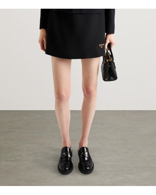 Prada Black Wool-Silk Mini Skirt