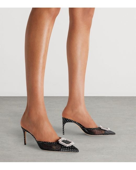 Malone Souliers Black Tulle Polka Dot Mona Mules 70