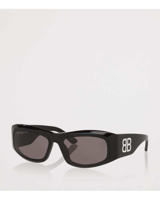 Balenciaga Gray Acetate Bb0395S Rectangular Sunglasses