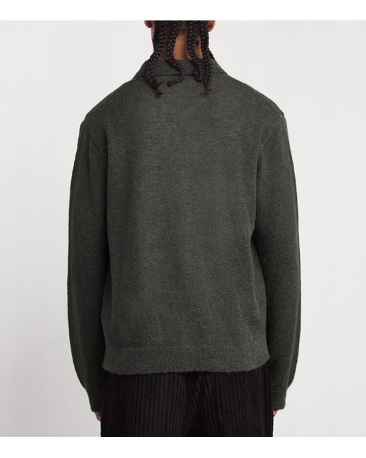 Our Legacy Green Alpaca-Blend Evening Polo Cardigan for men