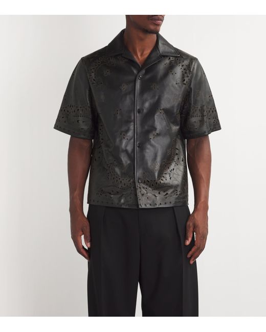 Amiri Black Leather Bandana Shirt for men